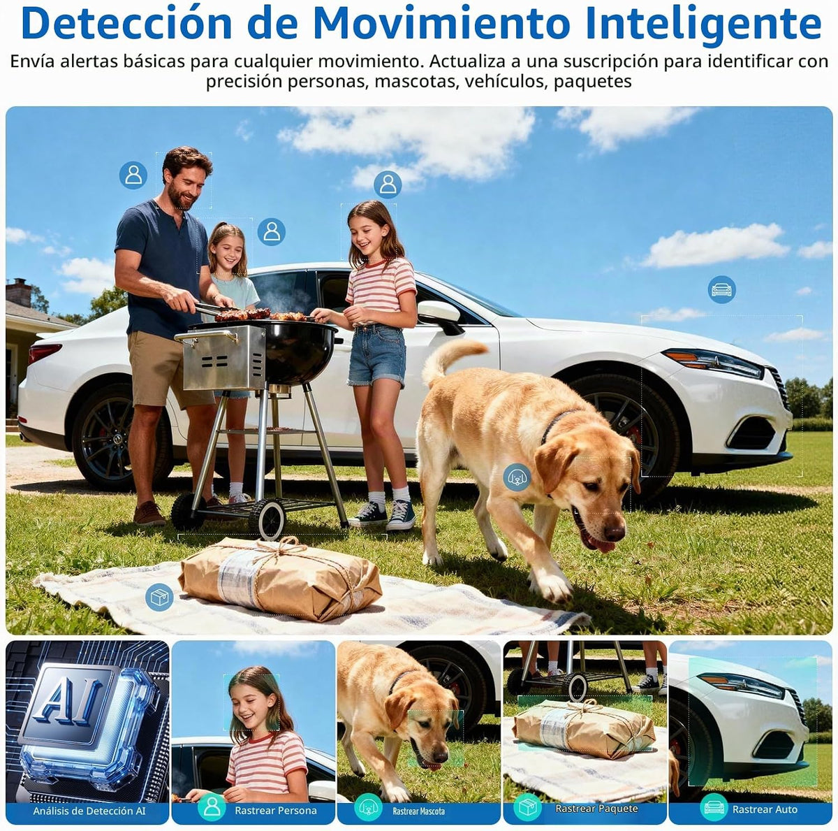 Fazoxo Cámara de seguridad 2K FHD inalámbrica al aire libre, cámara...