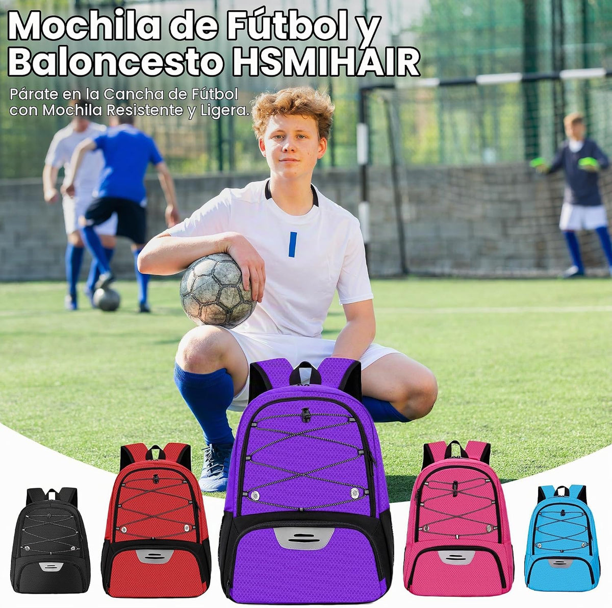 Hsmihair - Mochila de fútbol juvenil - Mochila para fútbol y balonc...
