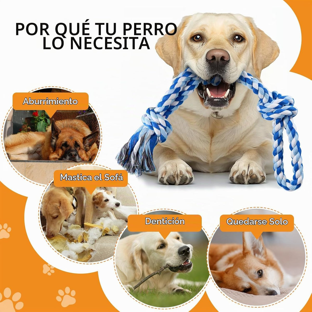 TLAZZ Paquete de 2 juguetes de cuerda para perros para razas median...