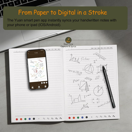 Yuan Sync Smart Pen y juego de cuadernos digitales (paquete de 3 A4...