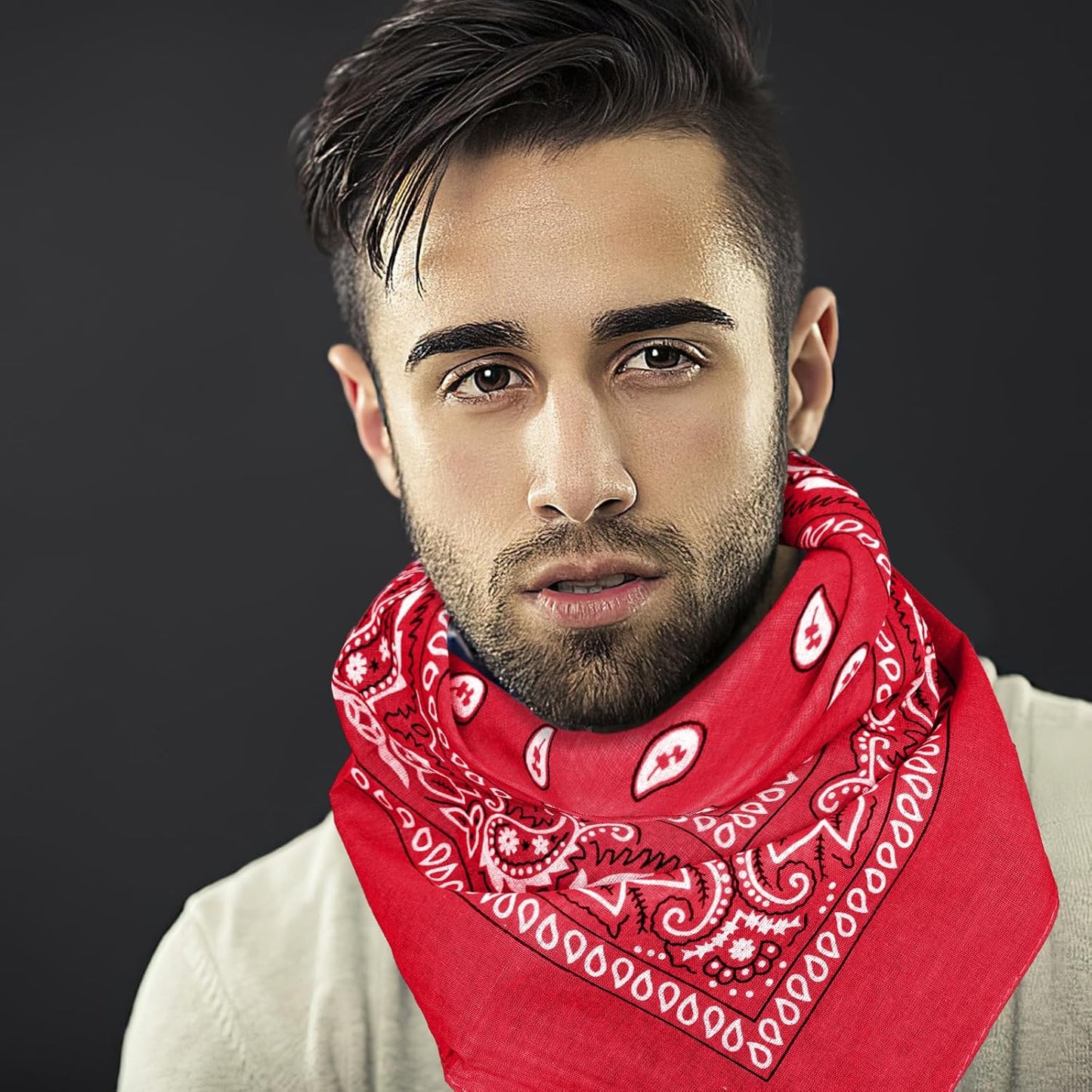 Paquete de 6 bandanas de algodón puro, pañuelo cuadrado multiusos,...