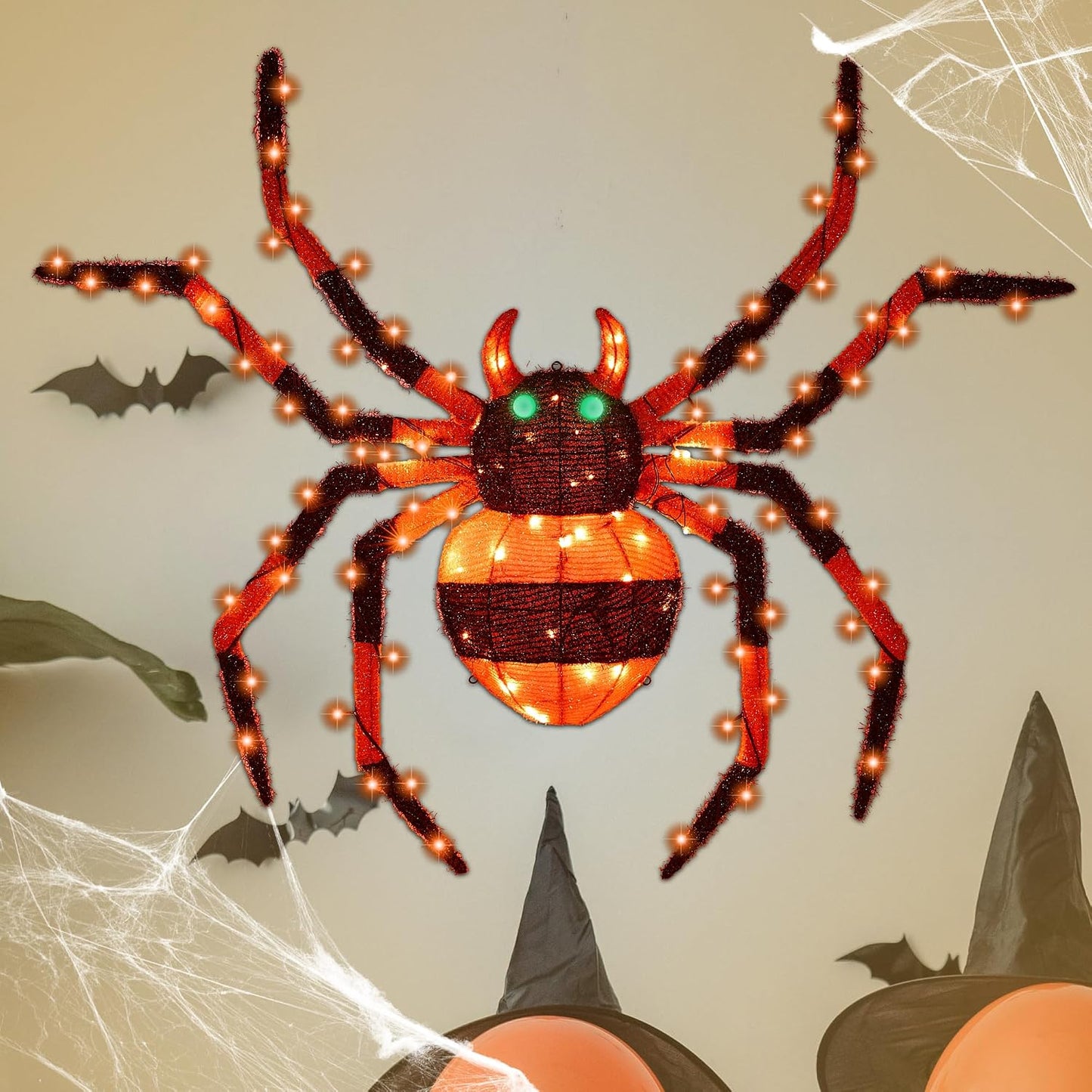 1 unidad: araña gigante de 4.6 pies, decoración de Halloween para e...