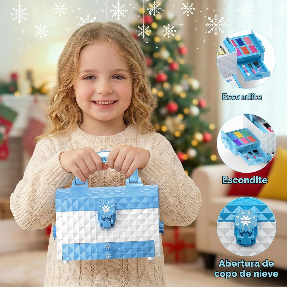 GirlsHome Juego de maquillaje para niños para niña, 56 piezas, cosm...