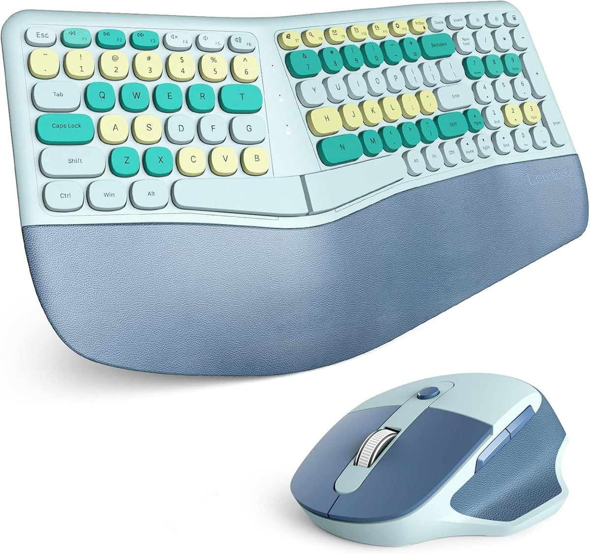 Combo de teclado ergonómico inalámbrico y mouse con reposamuñecas d...