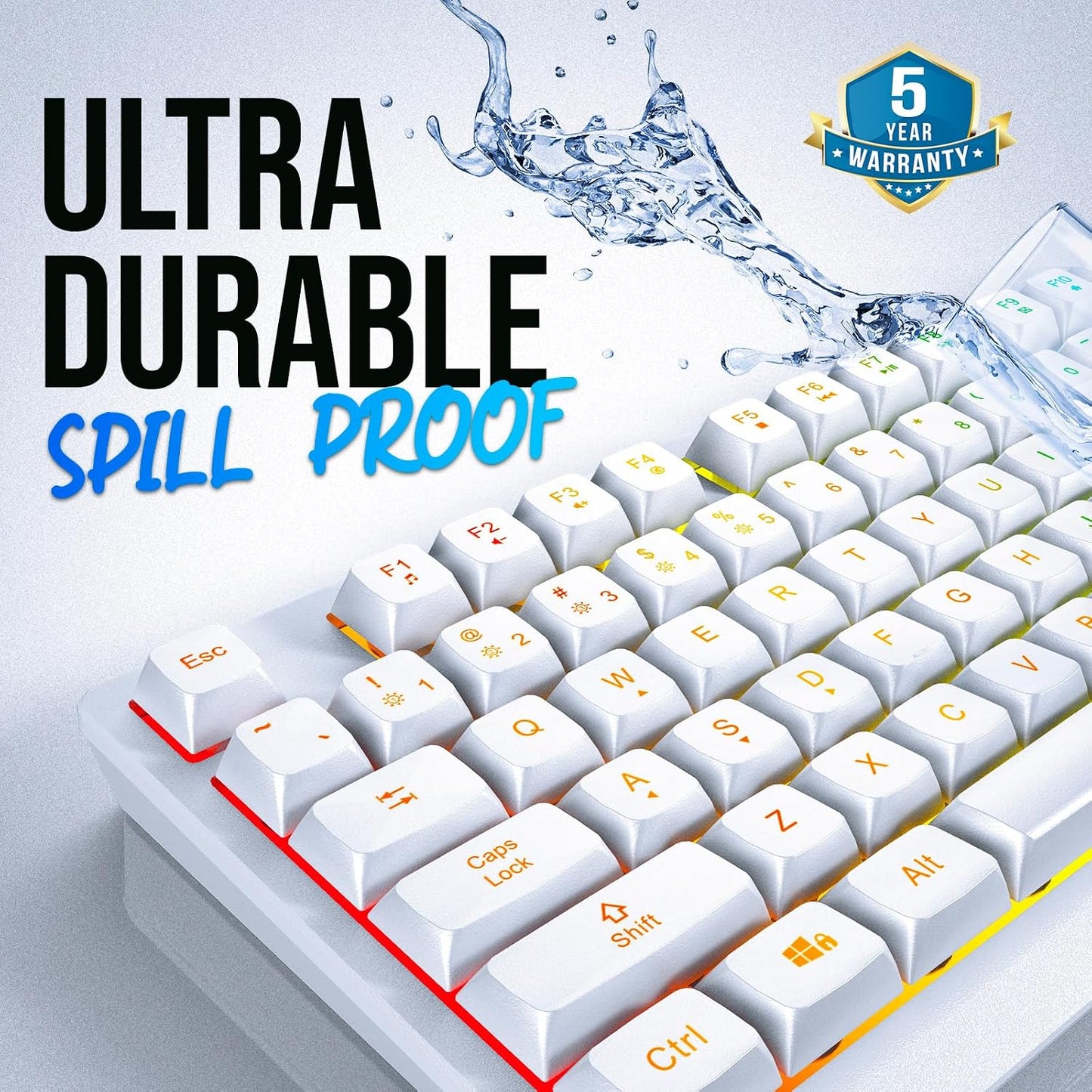Teclado inalámbrico KLIM Chroma Blanco \u2013 Retroiluminación RGB,...