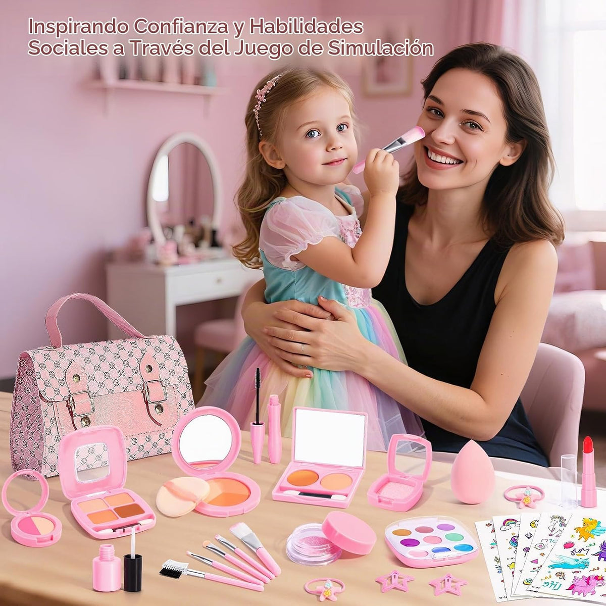 Juego de maquillaje para niños de 3 a 5 años, maquillaje falso para...