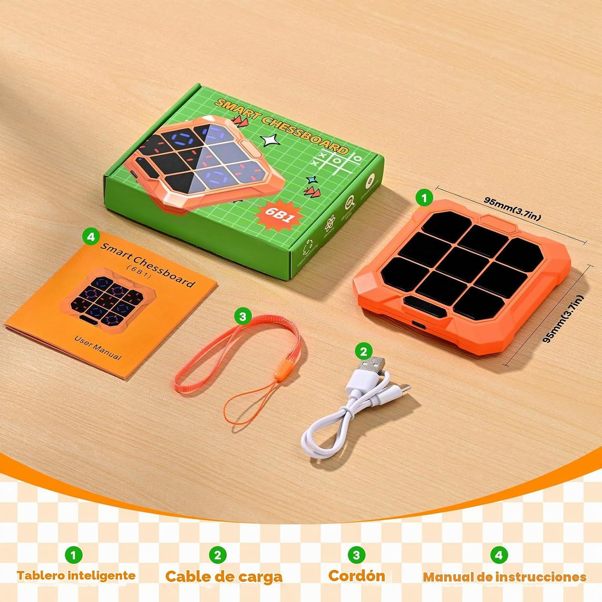 6 en 1 Tic-Tac-Toe juego de mano para niños, tablero electrónico de...