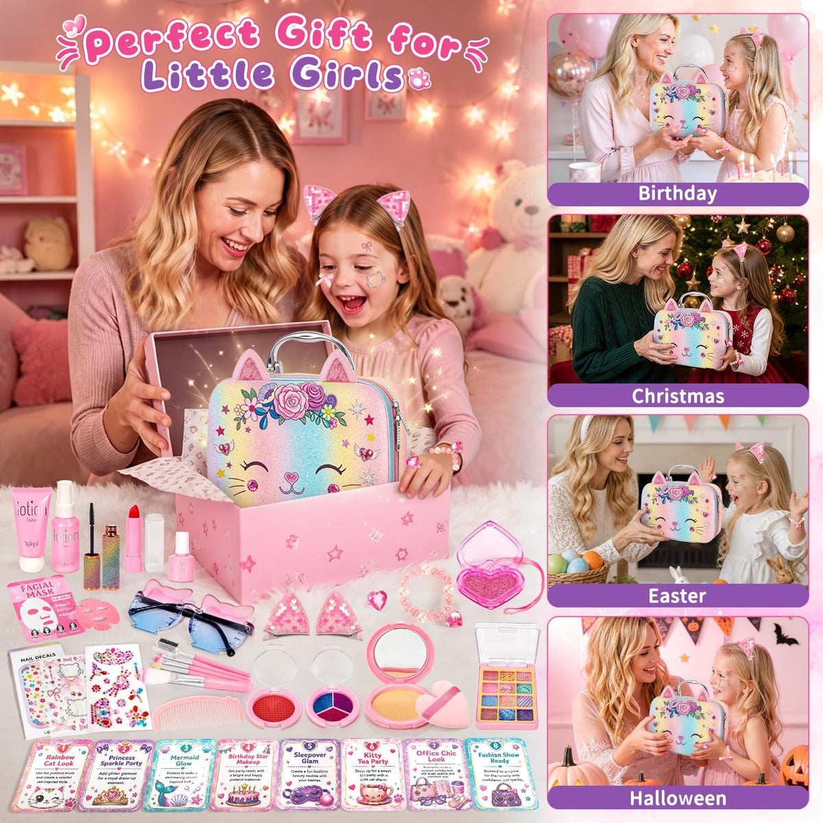 Hoholoop Juego de maquillaje de simulación para niñas de 3 a 5 a 8...