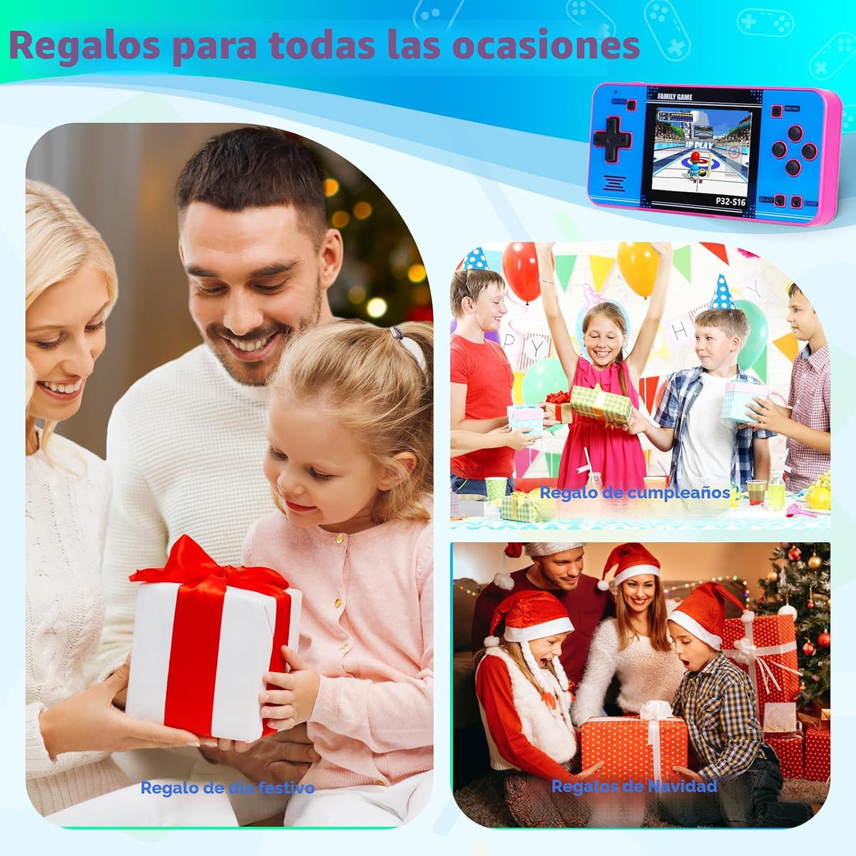 Juego portátil para niños, 220 videojuegos de 32 bits integrados, p...