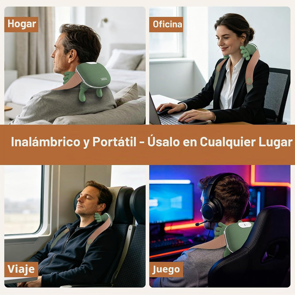 targeal Masajeador de cuello con calor, masajeador inalámbrico de h...