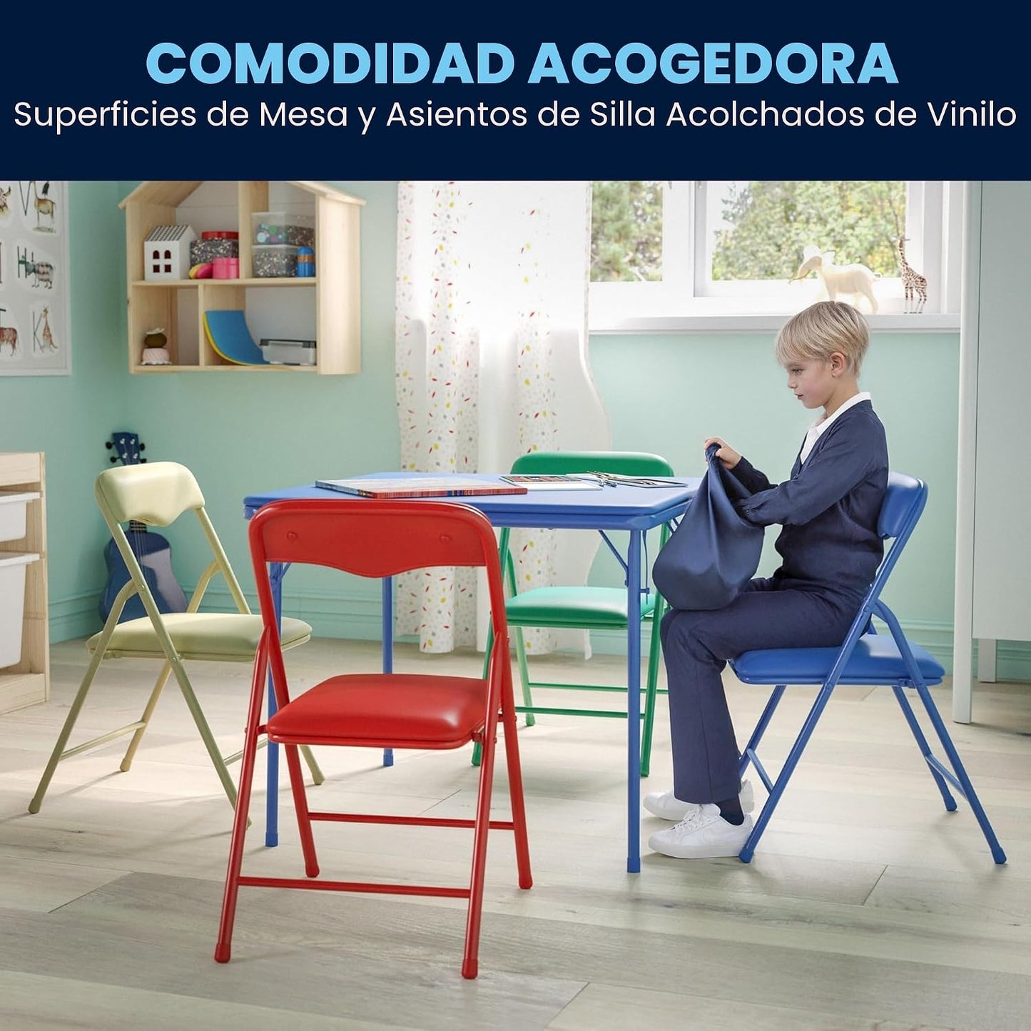 Flash Furniture - Juego de mesa y sillas plegables de 5 piezas Mind...