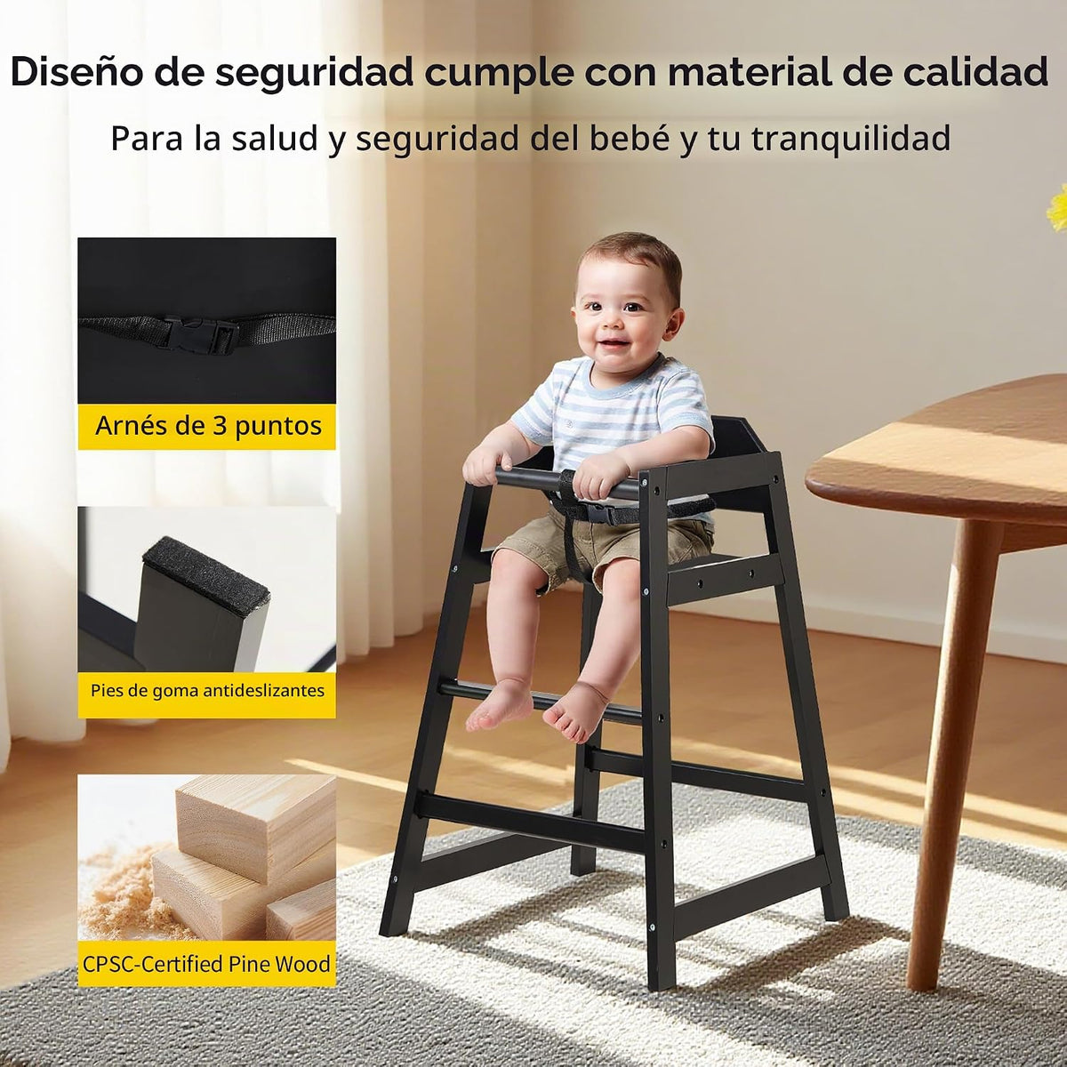 Neoflavie - Silla alta de madera para bebés y niños pequeños, color...