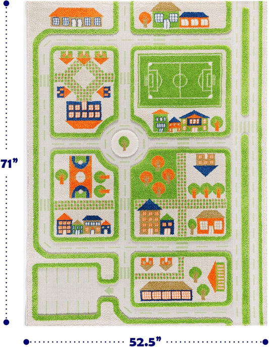 IVI Alfombra de juego 3D de 71 x 52.5 pulgadas, educativa, color ve...