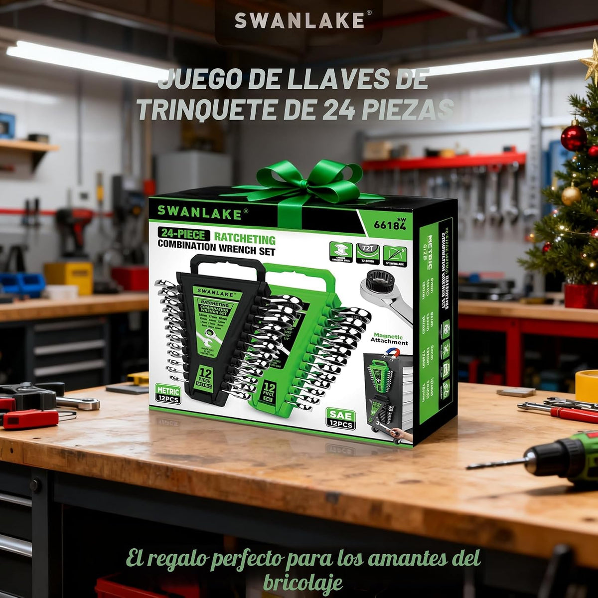 Juego de llaves de trinquete combinadas de 24 piezas, métricas (6-1...