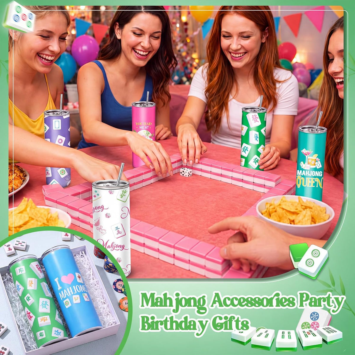 Hsei Paquete de 6 vasos Mahjong de 20 onzas, regalos de Mahjong par...
