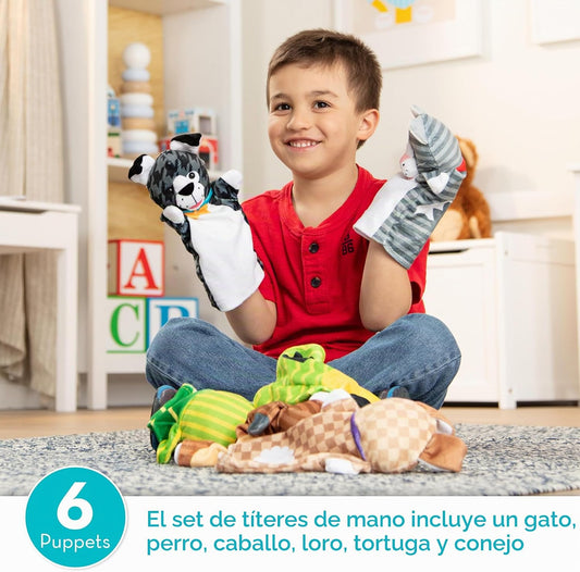 Melissa & Doug Marionetas de mano Pet Buddies (6 piezas)