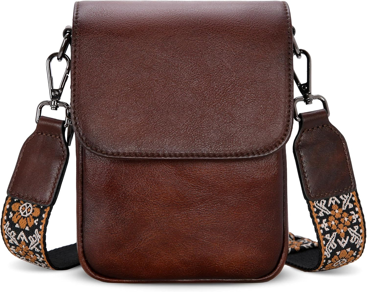 HESHE Bolso cruzado pequeño de cuero para mujer, bolso de teléfono...