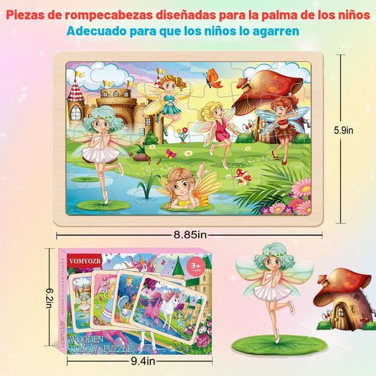 Rompecabezas de madera para niños de 4 a 6 años, 4 paquetes de 24 p...