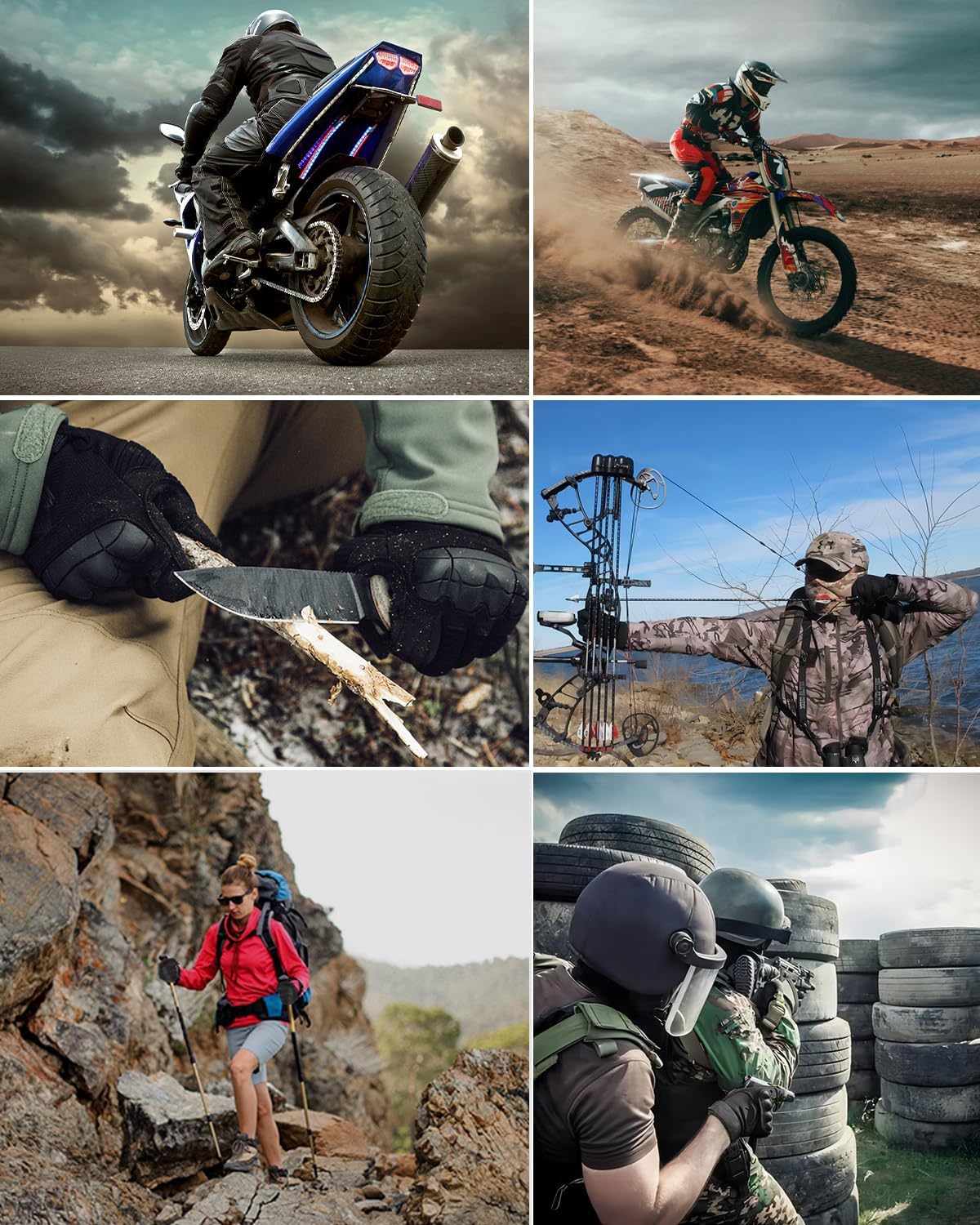 KUMGIM Guantes tácticos para hombres y mujeres, guantes de motocicl...