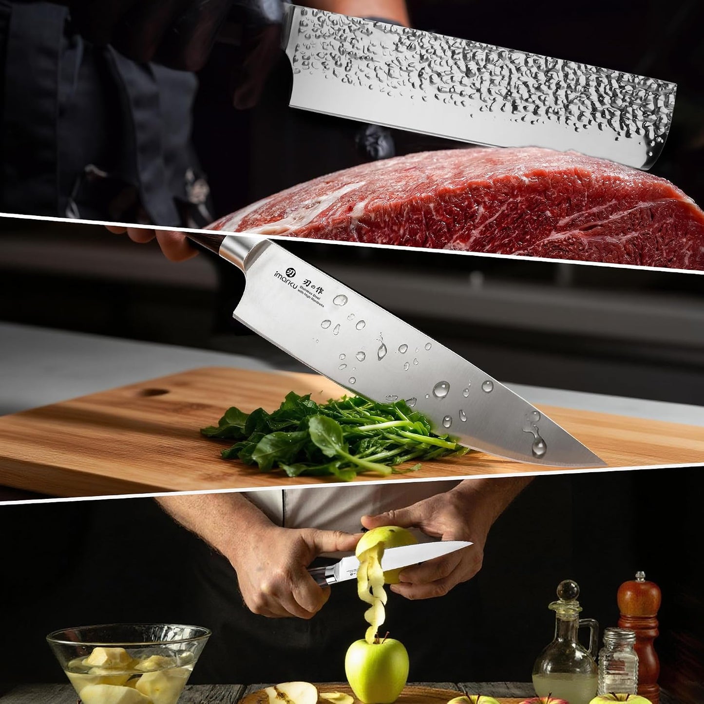 imarku - Juego de cuchillos de cocina de acero inoxidable japonés H...