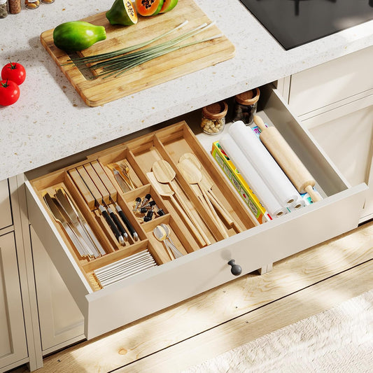 HOOBRO - Organizador grande de cubiertos de cocina, organizador de...