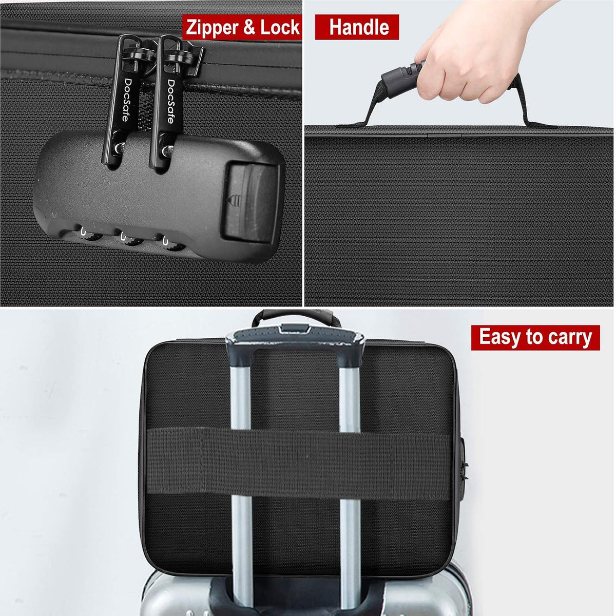 DocSafe - Bolsa de documentos con cerradura, funda de almacenamient...