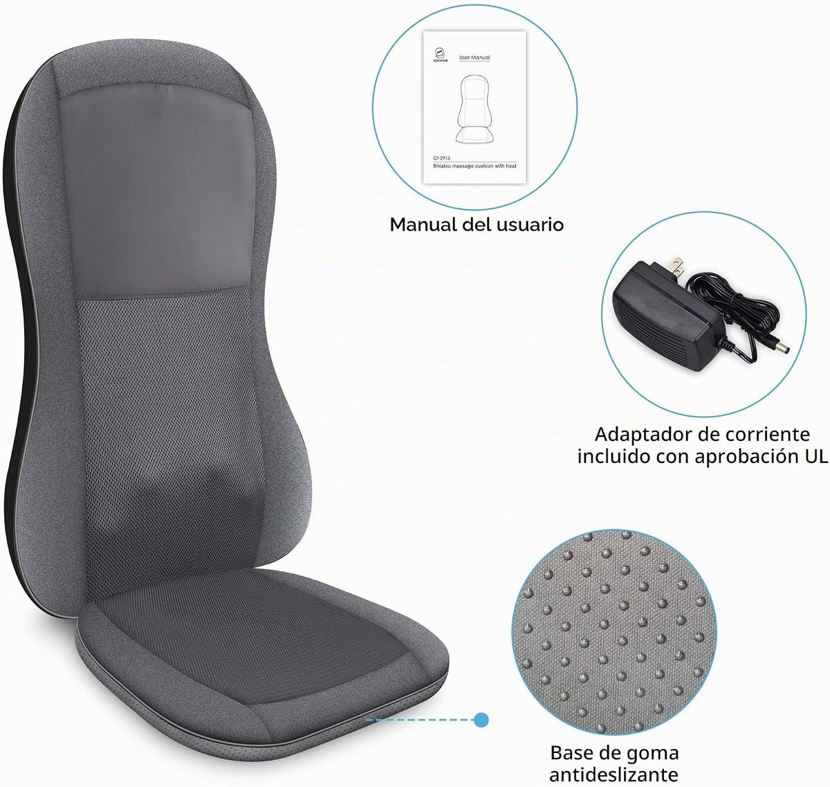 COMFIER Shiatsu - Masajeador de espalda con calor, almohadilla de s...