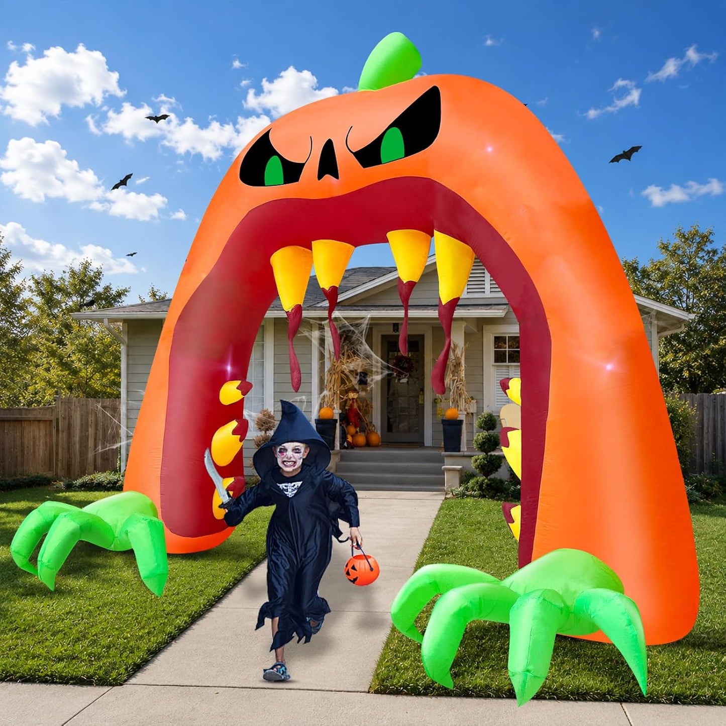 Inflables gigantes de Halloween con arco de calabaza, decoraciones...