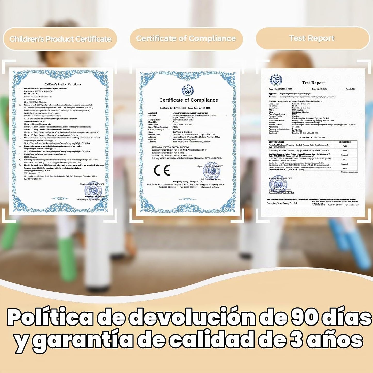 FUNLIO Juego de mesa y 4 sillas para niños de 3 a 8 años, juego de...