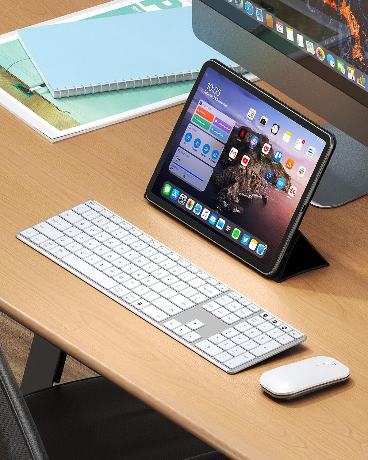 seenda SKM64-3 Combo de teclado inalámbrico Bluetooth y mouse para...
