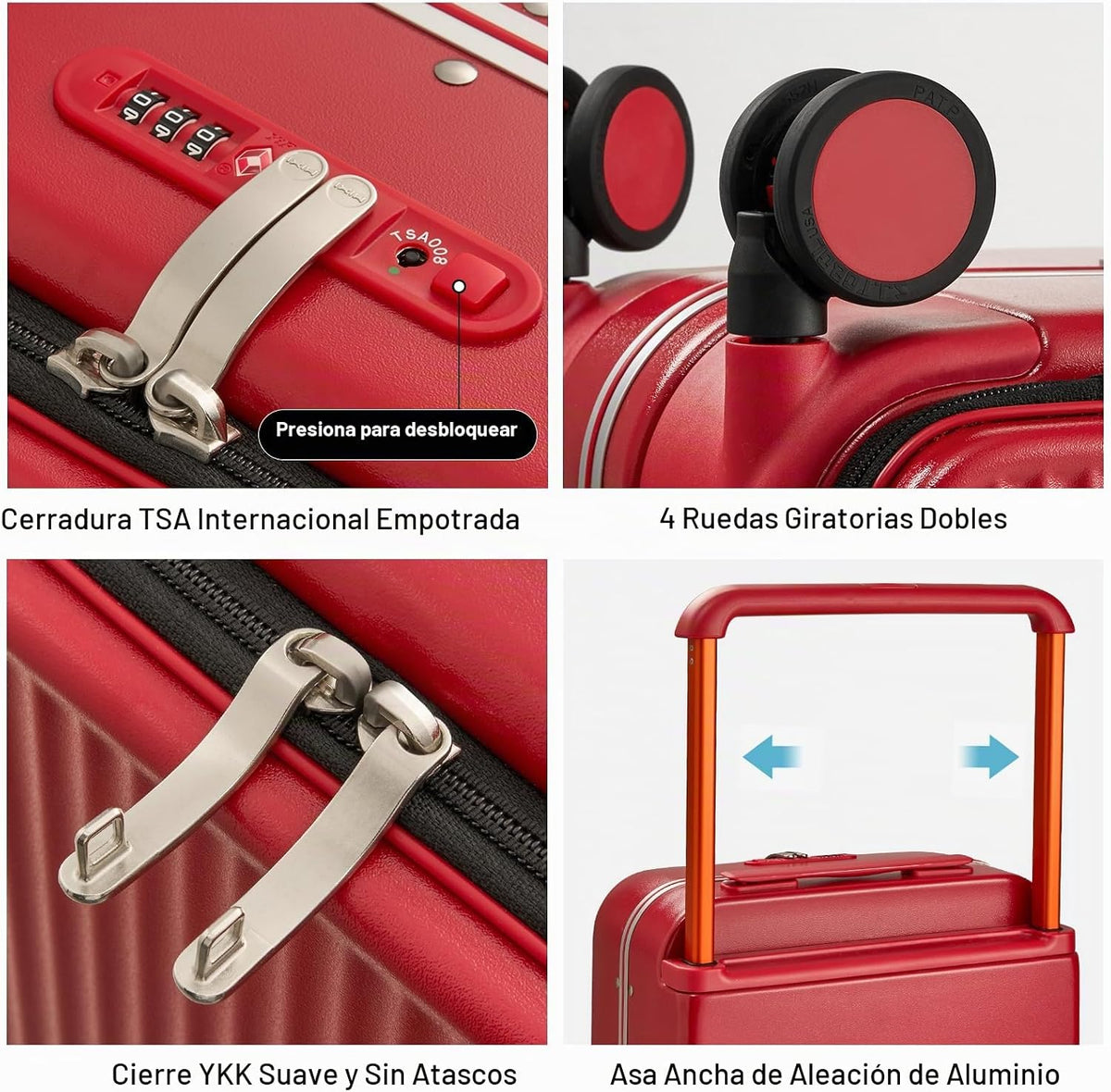 mixi Maleta de equipaje con bolsillo frontal para laptop, maleta de...