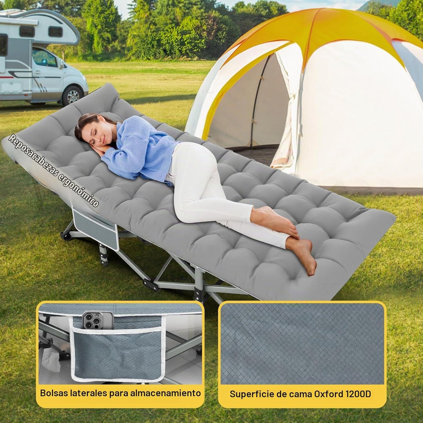 Slendor Cuna de camping plegable con colchón, carga máxima de 500 l...