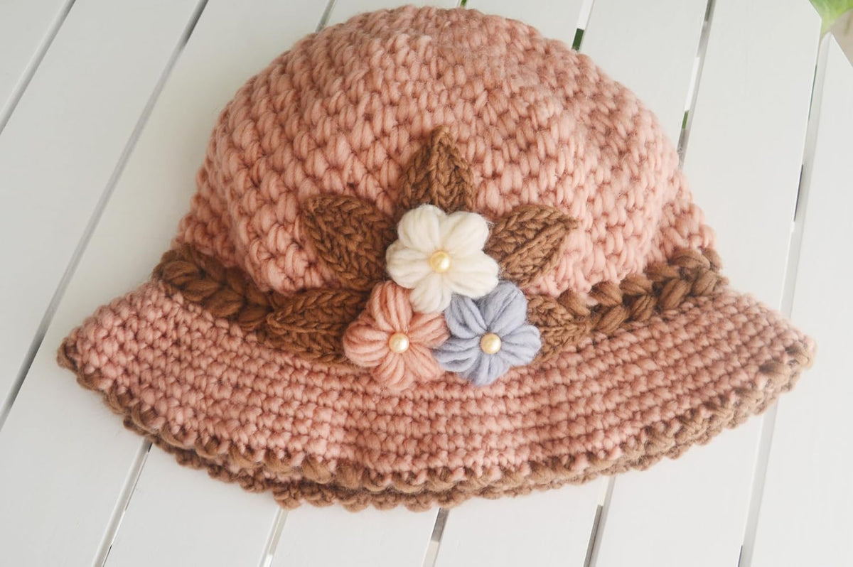 kilsel Sombrero de flores de mujer engrosado con diseño de crochet...