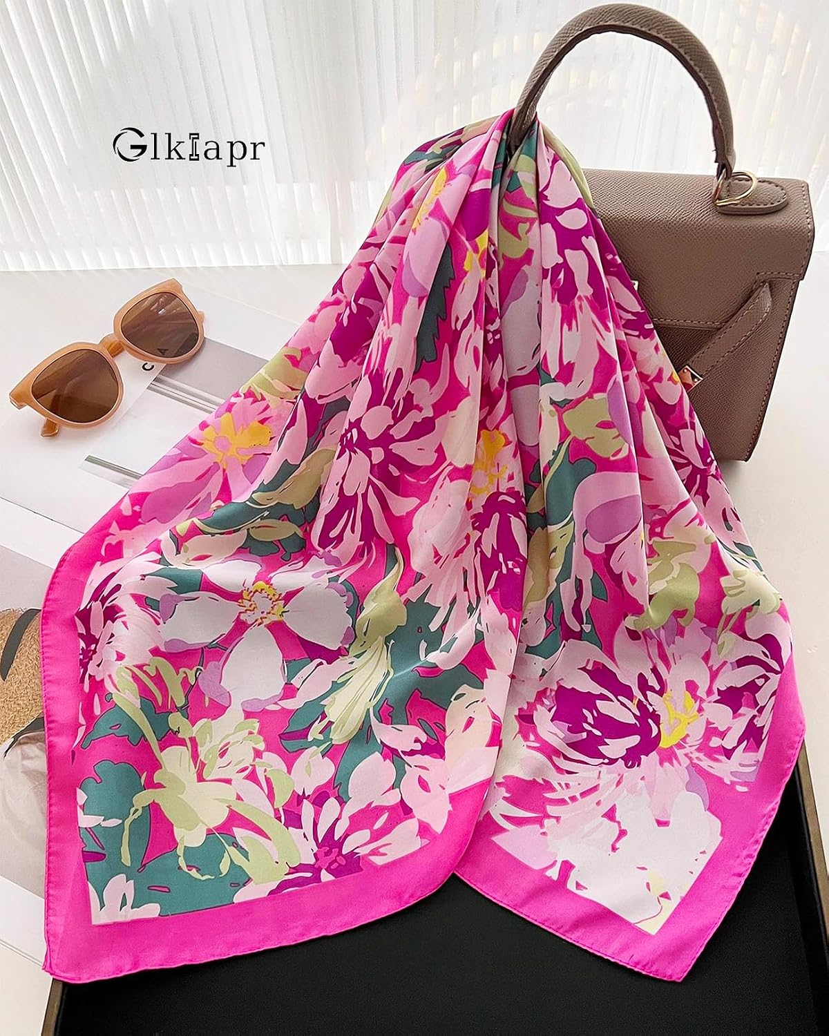 Pañuelo bandana de satén para mujeres, bufandas sedosas para el cab...