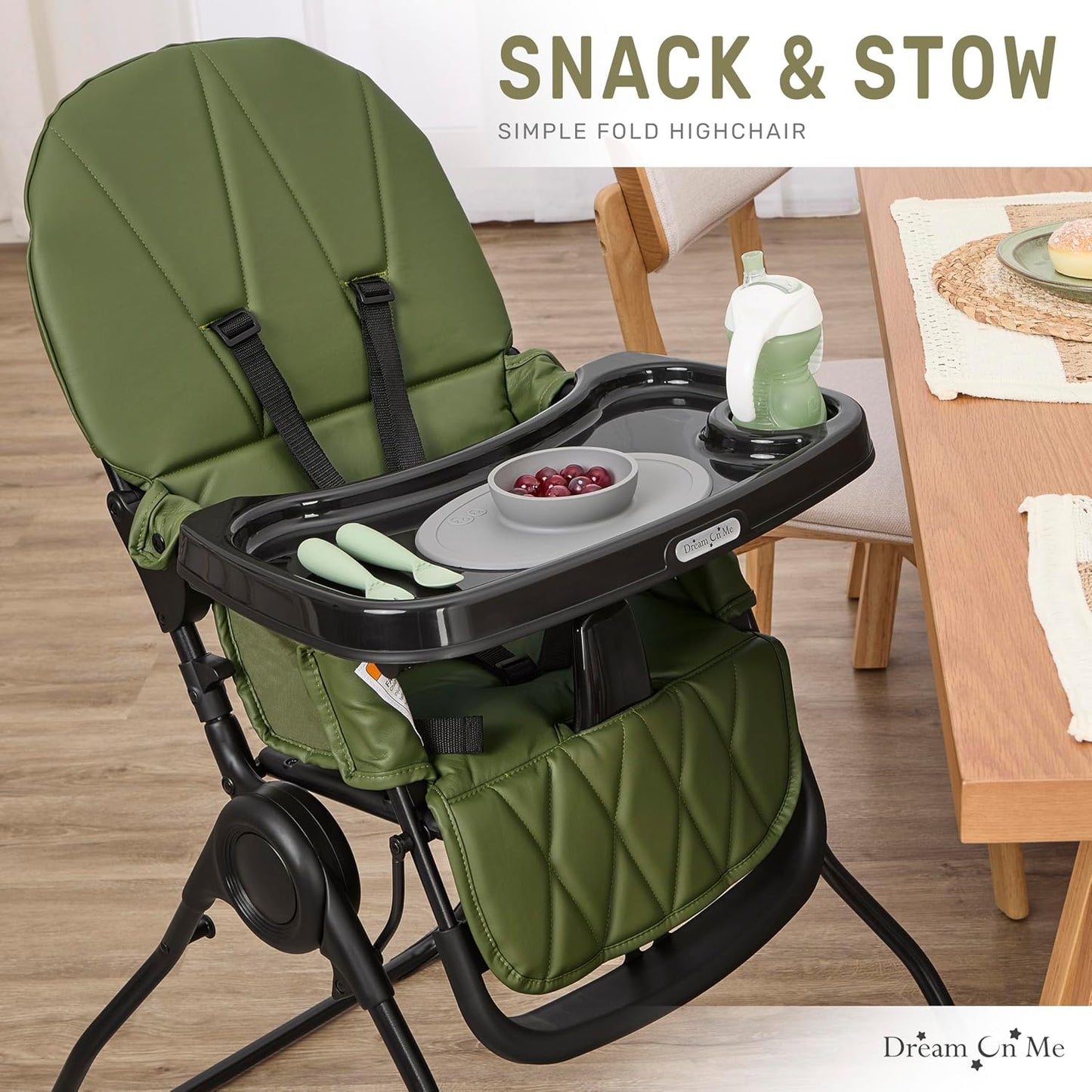 Dream On Me Trona Snack y Stow | Silla de alimentación ajustable co...