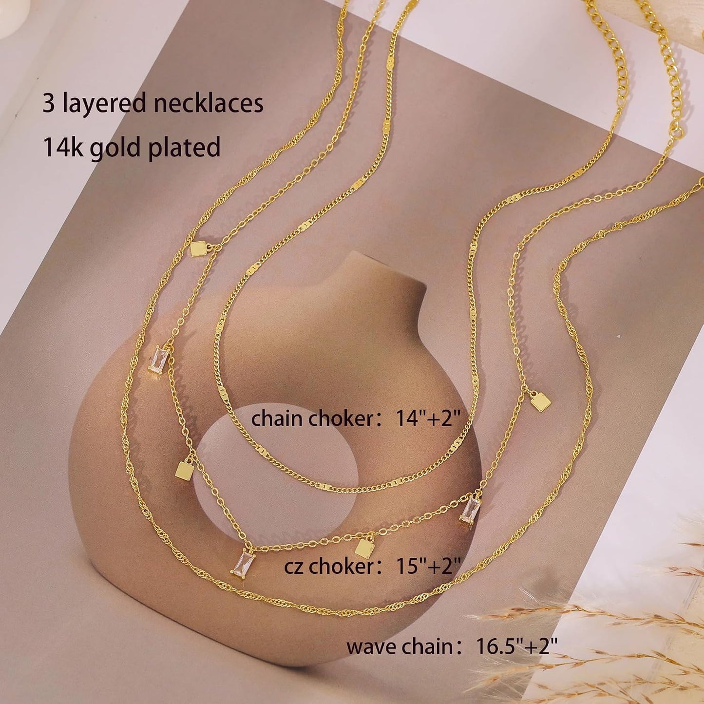 Fwlisesa Collares en capas para mujer, conjunto de collares de oro...