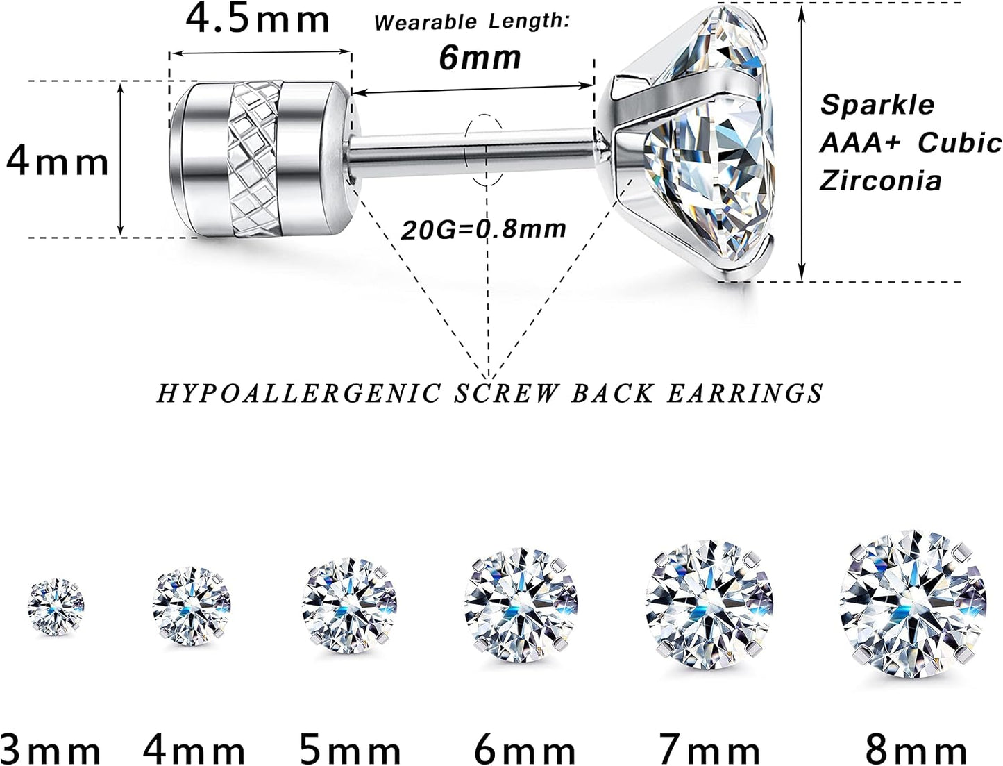 Fansilver Pendientes hipoalergénicos de 0.71 oz con parte trasera p...