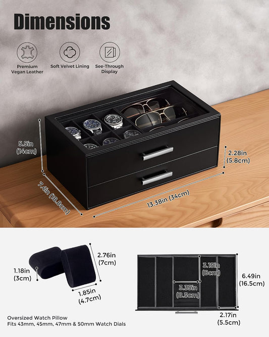 ProCase Joyero extraíble para hombre, caja de reloj de 6 ranuras y...