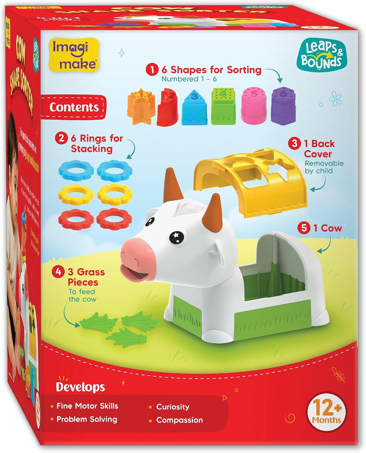 Imagimake Clasificador de formas de vaca | Juguetes para bebés de 1...