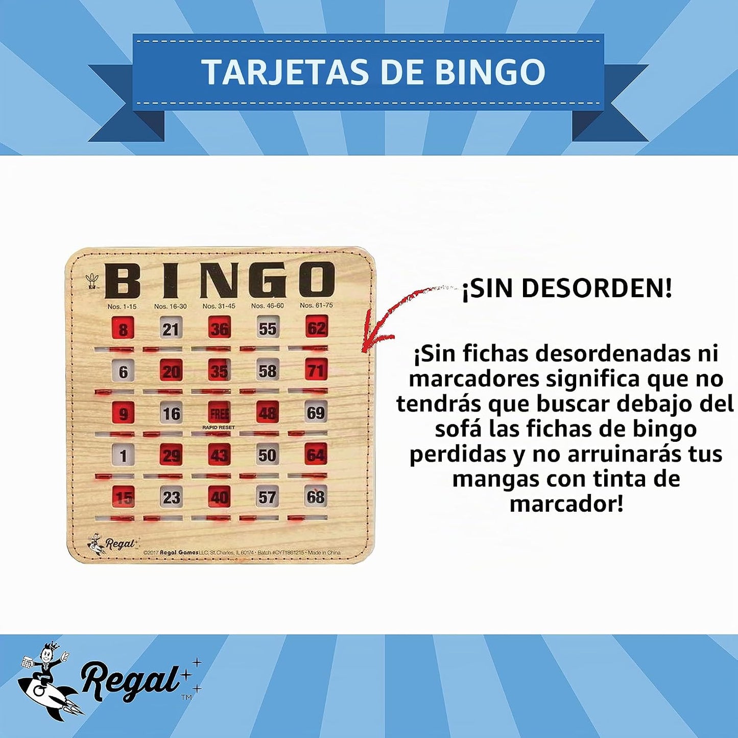 Regal Bingo - Tarjetas de bingo a granel con ventanas deslizantes,...