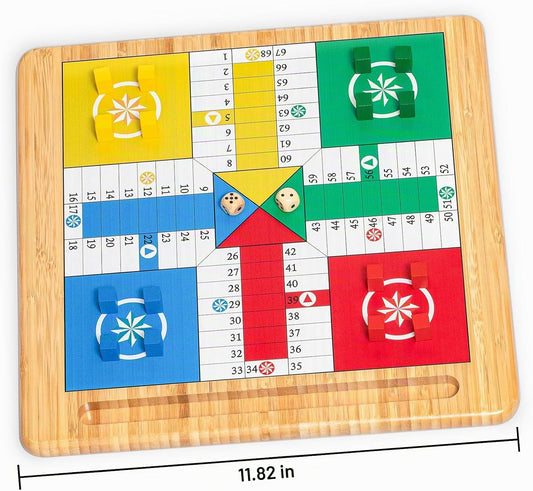 Juego de mesa de madera maciza Ludo y serpiente y escalera de 11.82...