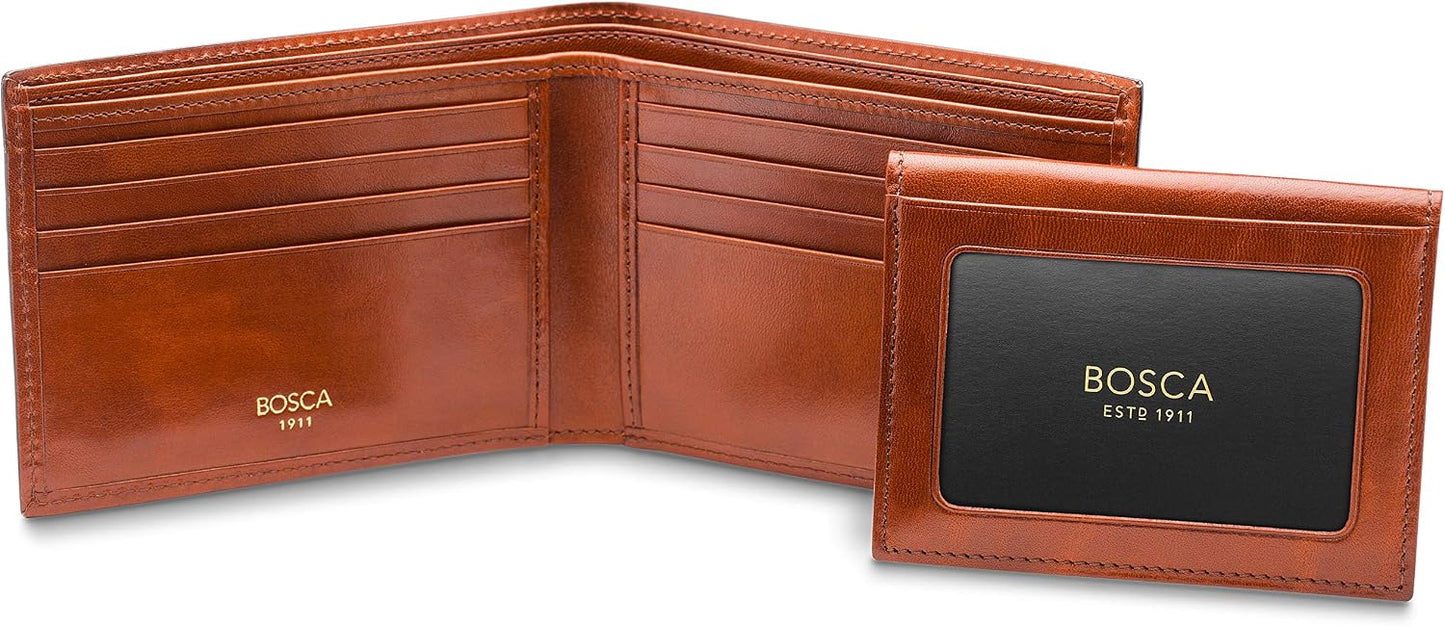 Bosca Cartera de cuero para hombre con pasaje de identificación ext...