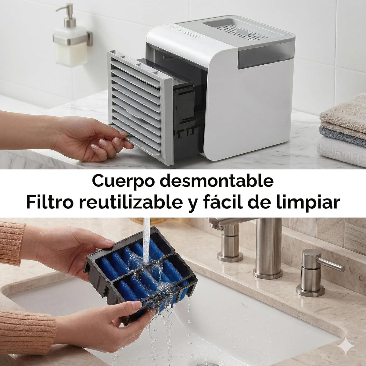 Ventilador de aire acondicionado portátil, mini enfriador de aire 4...