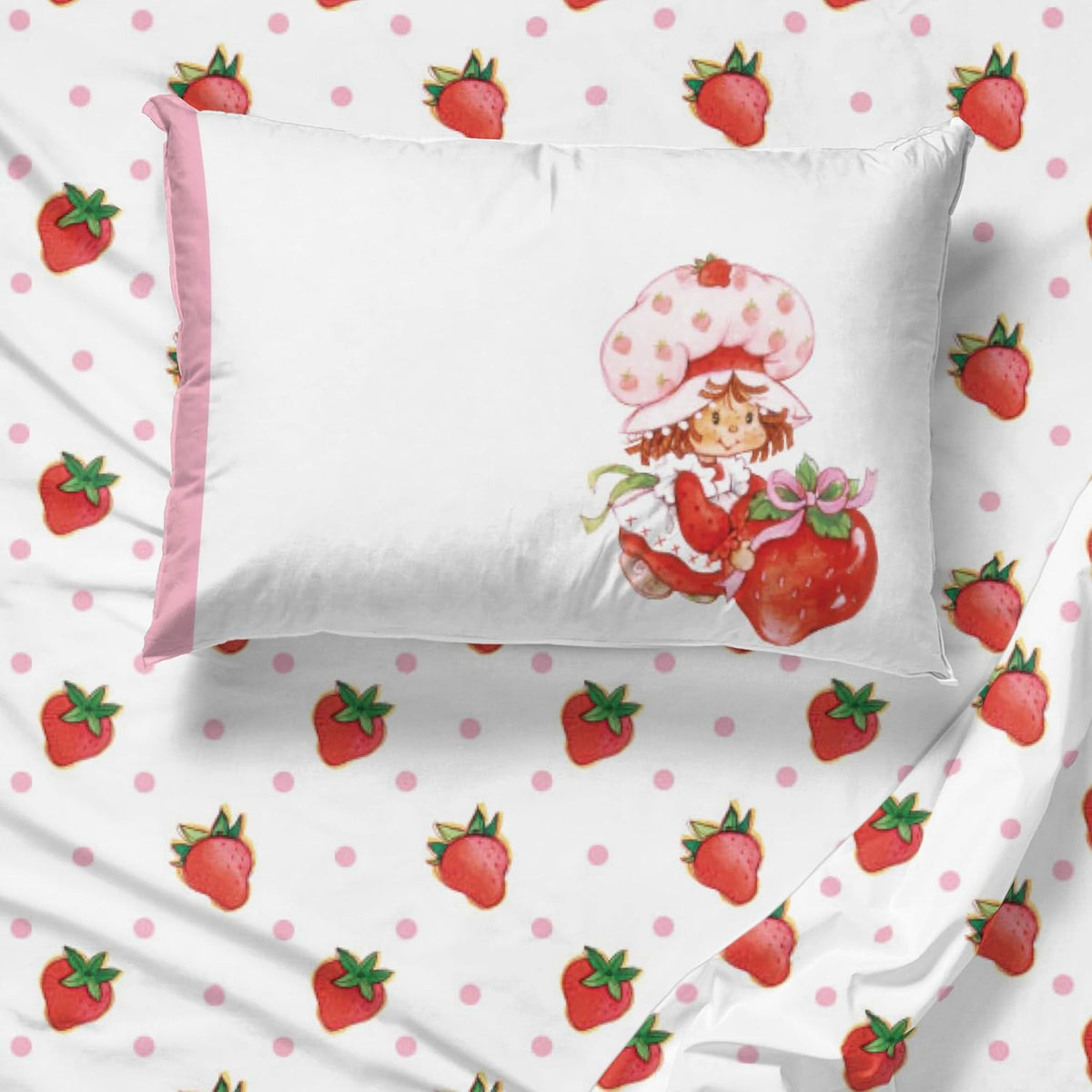 Jay Franco Strawberry Shortcake Juego de sábanas tamaño individual,...