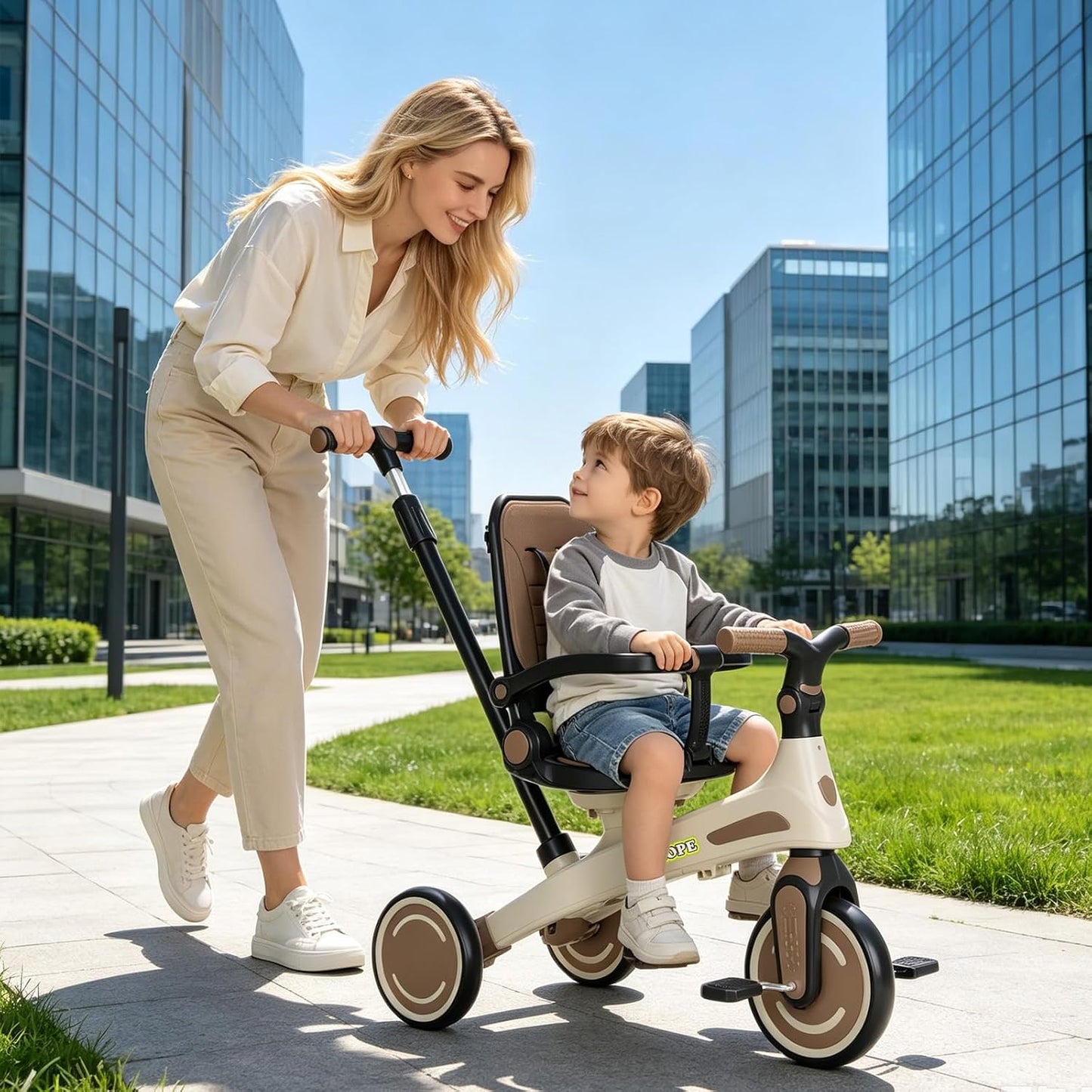 Triciclo para niños, triciclo 6 en 1 para bebés con mango ajustable...