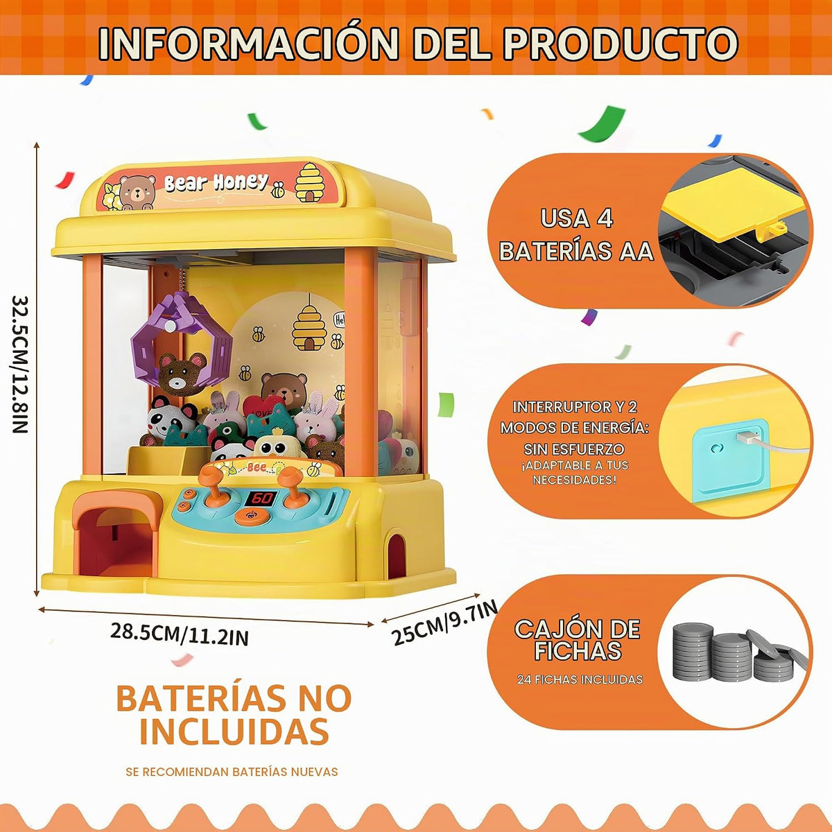 ROHSCE - Máquina de pinza para niños, máquina expendedora de juguet...