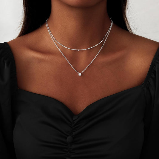 Coshilta Collares de oro en capas para mujer, chapado en plata de l...