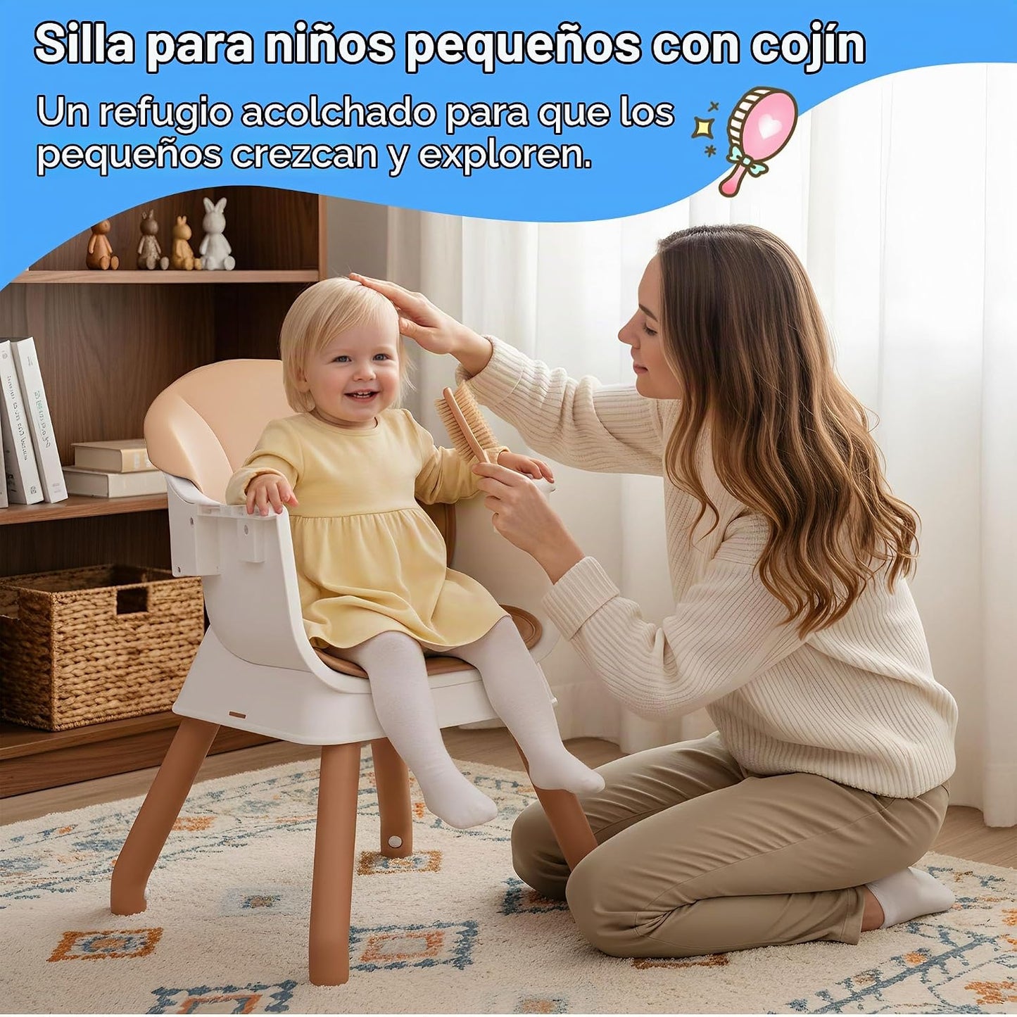 Silla alta 6 en 1 para bebés y niños pequeños, silla alta para bebé...