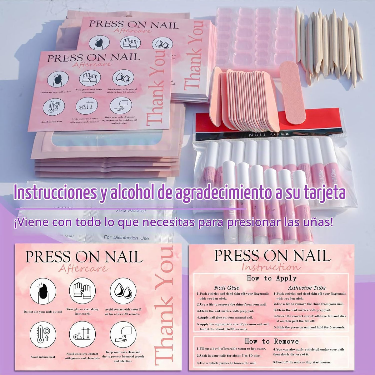 Kits de suministros de uñas desechables (350 piezas, 50 unidades, c...