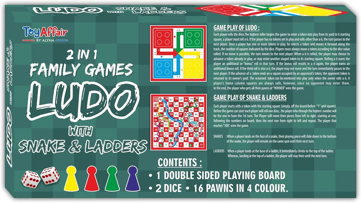 Ankit Toys & Games Ludo & Snakes and Ladders - Juego de mes...